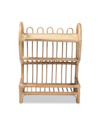 Liora Modern Bohemian Finished Rattan 3-Tier Display Shelf
