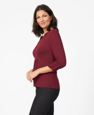 Women's Pintuck Pleat Henley Top