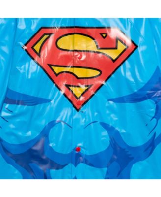 Boys DC Comics Superman Batman Waterproof Rain Jacket Cape and Umbrella 3 Piece Set to