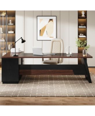 L-Shaped Executive Desk, 78" Modern Office Desk with Drawers and Lateral File Cabinet, Large Computer Desk with Storage Shelves, Workstation for Home Office