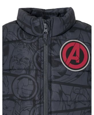 Boys Marvel Zip Up Vest 2fer Jacket and Pullover Fleece Hoodie