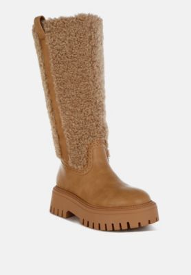 Lapland Fur Detail Calf Length Boots Women