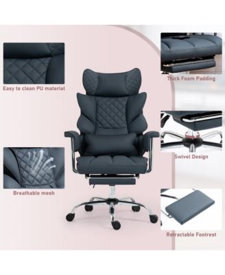 8-Point Massage Gaming Chair, Ergonomic Office Chair, 500lbs Weight Capacity, Adjustable Backrest 90&deg;-135&deg;, Adjustable Backrest and Footrest