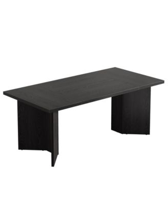 63-Inch Executive Desk, Modern Office Computer Desk with Double Pedestal, Simple Workstations Writing Table Conference Table Business Furniture for Home Office, Black