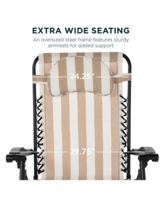 Oversized Zero Gravity Chair, Folding Outdoor Patio Recliner w/ Cup Holder
