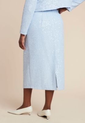 Women's Sequin Tweed Midi Skirt