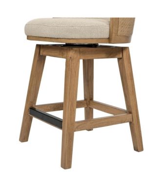 1 Piece Solid Wood  26'' Swivel Cane Rattan Counter High-Back Bar Stool