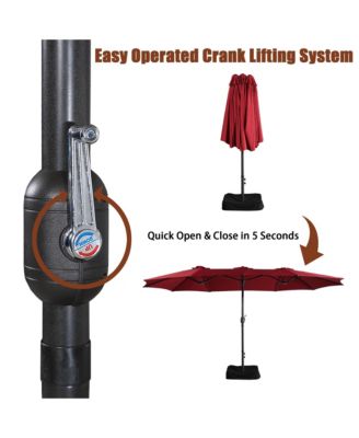 15 ft Double Sided Twin Outdoor Patio Market Umbrella