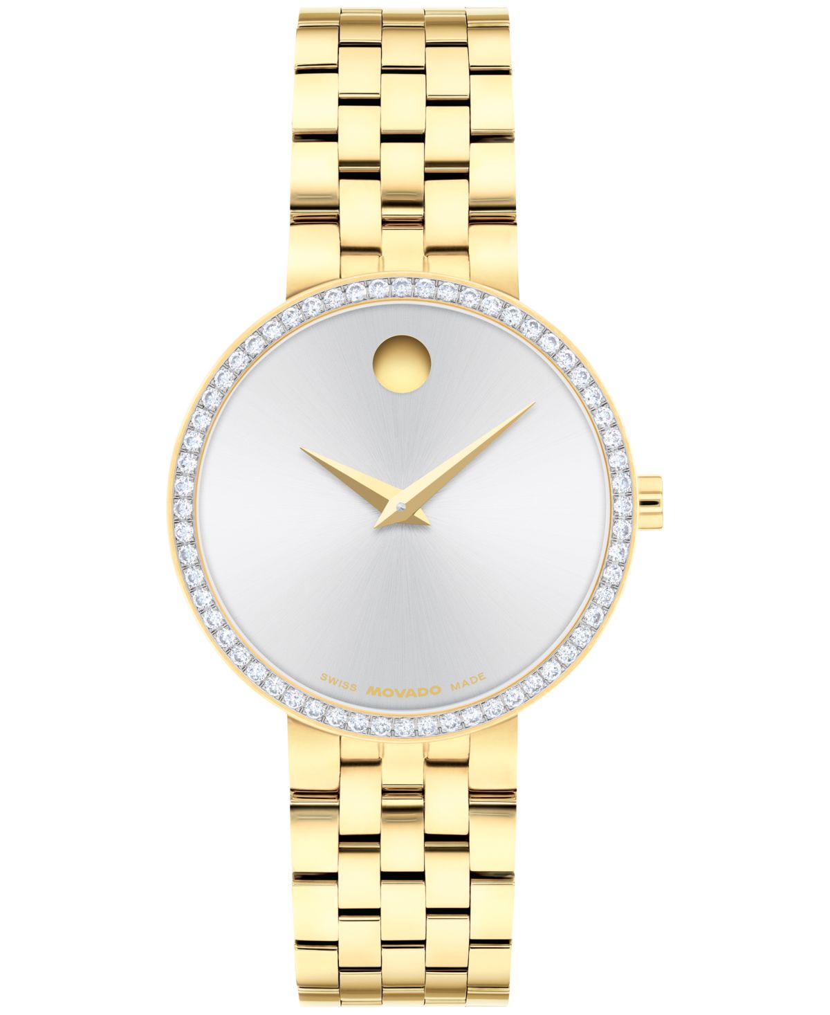 Женские часы Museum Classic с бриллиантами, выращенными в лаборатории, Швейцарский кварц светло-желтого цвета, PVD, 29,5 мм