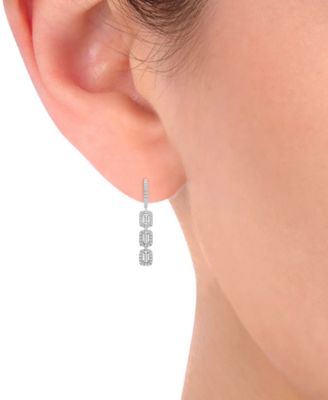 Diamond Link Drop Hoop Earrings (3/4 ct. t.w.) in 14k White Gold