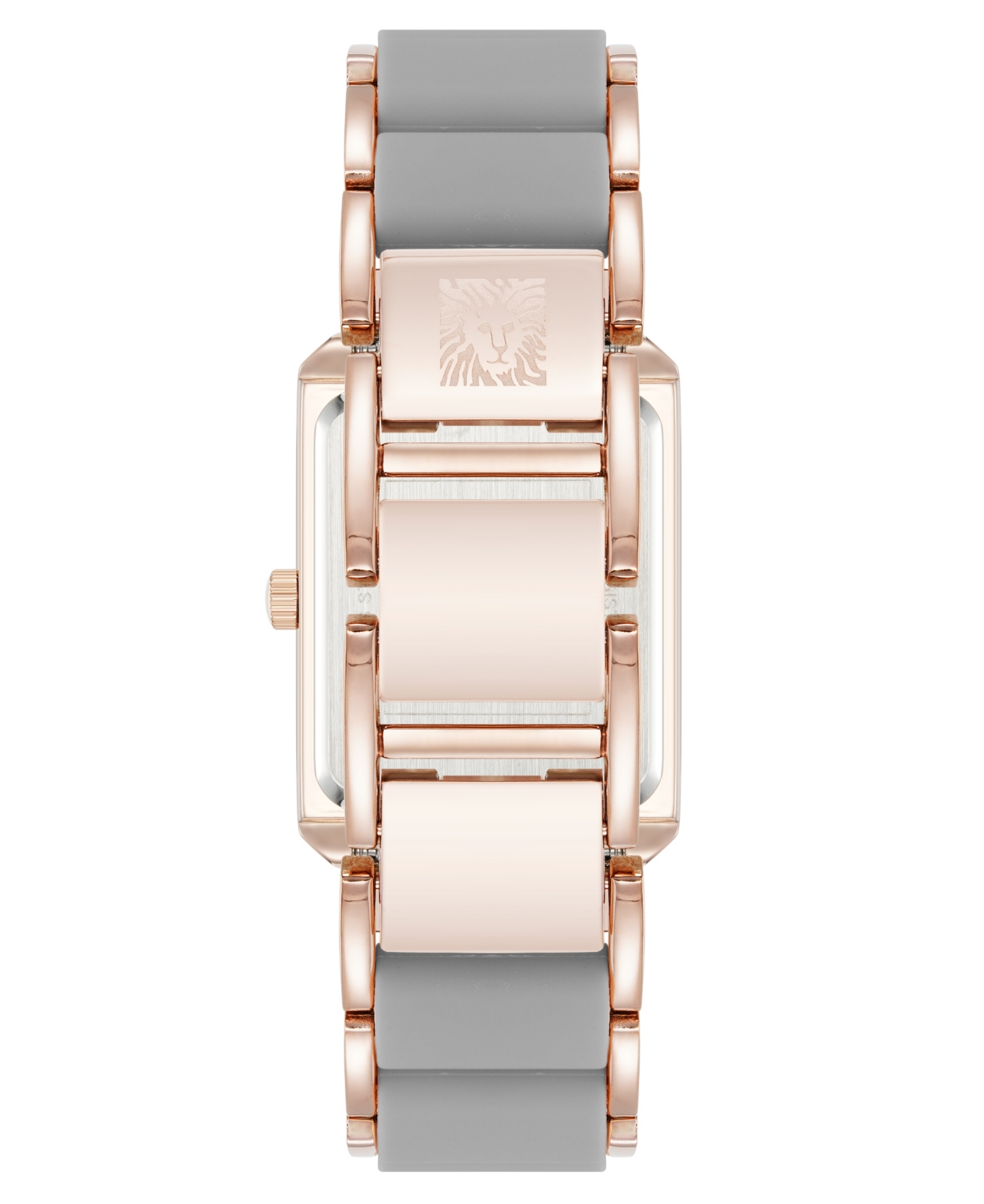 Anne Klein Women's Quartz Casual Rectangular Gray Silicone With Rose Gold-tone Metal Alloy Bracelet Watch, 26mm In Rose Gold-tone,gray