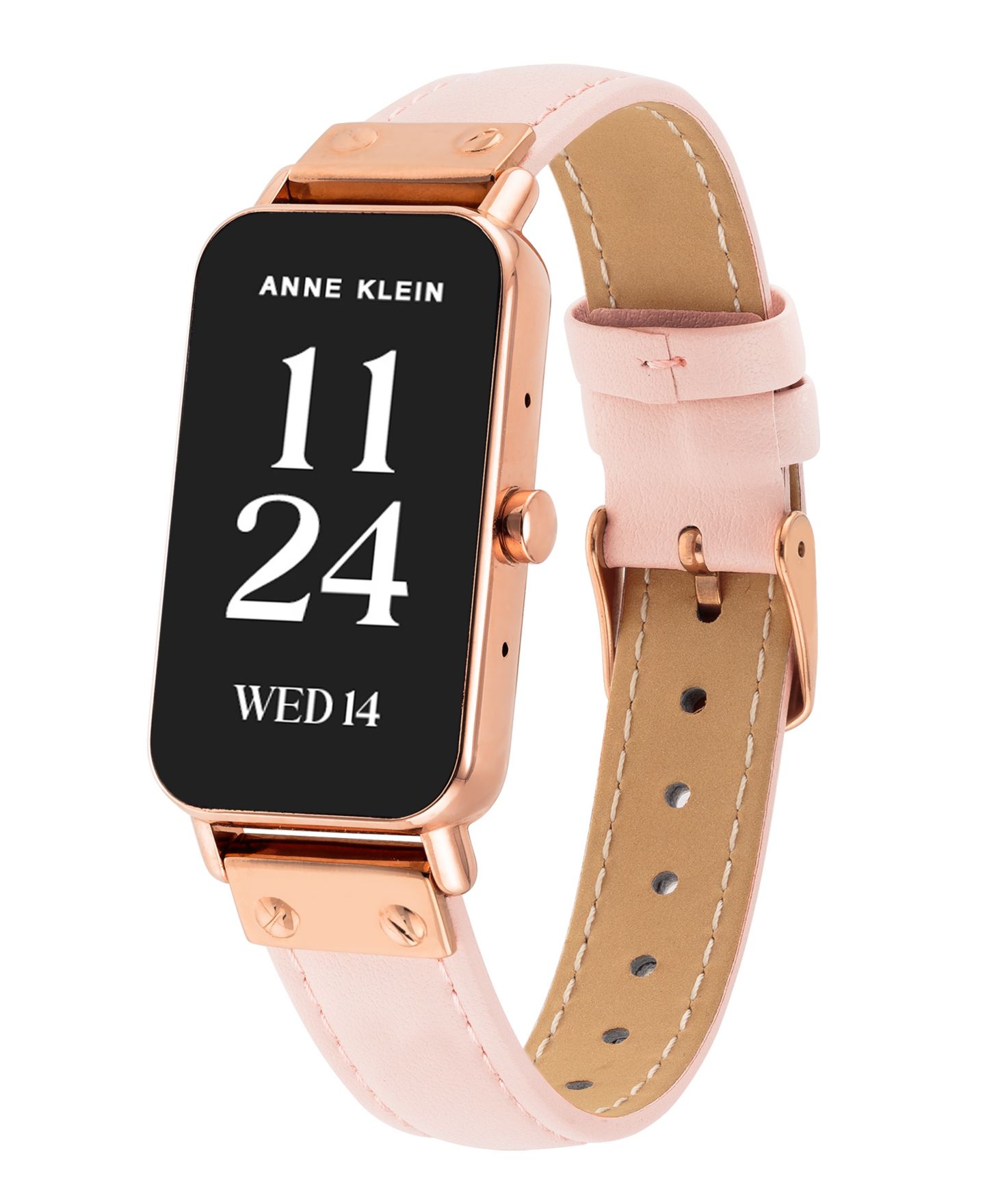 Женские смарт-часы Anne Klein Connect It Illume, розовая кожа и розовый силикон, 37 мм — фото 4