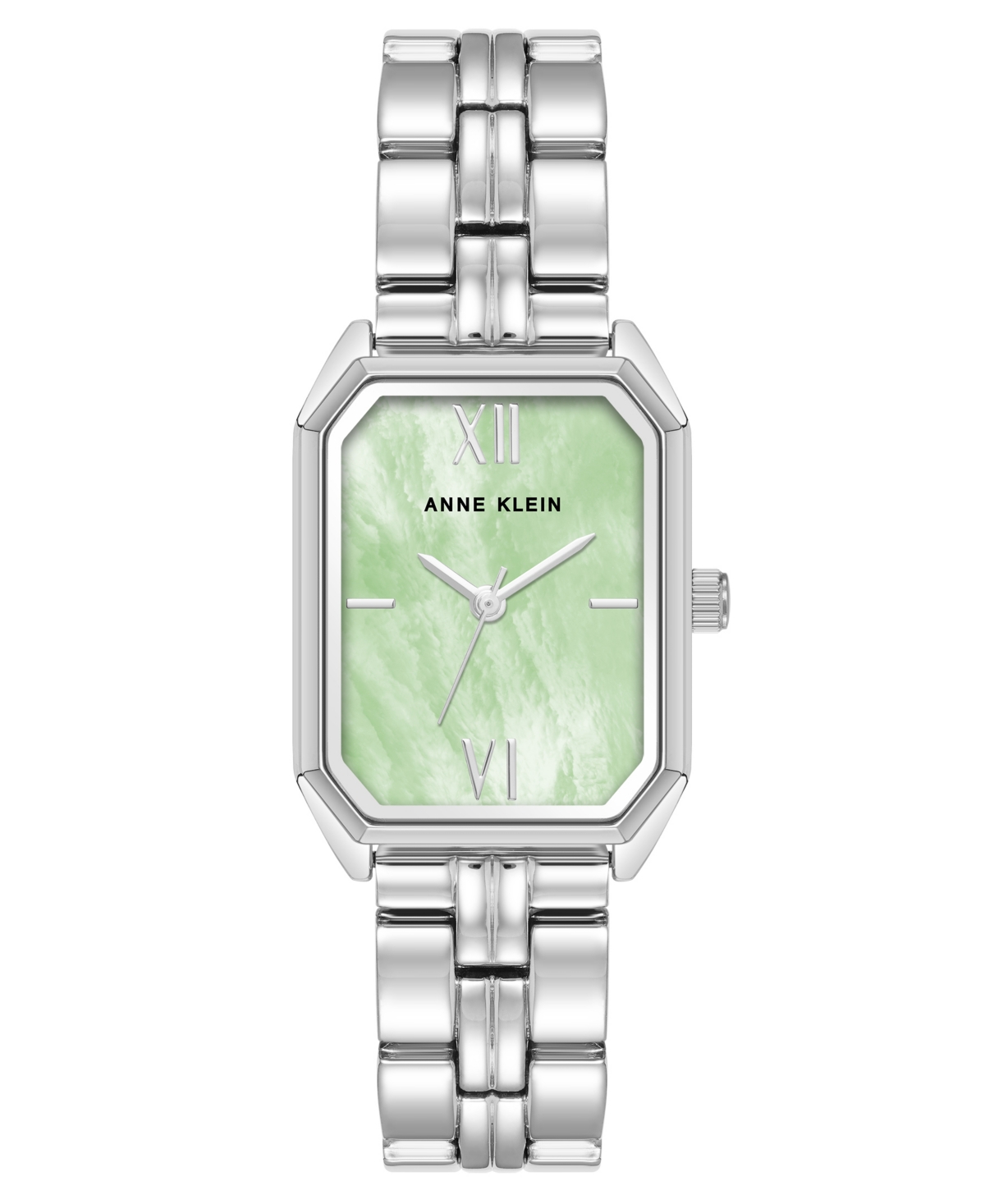 Anne Klein Women's Quartz Mint And Silver-tone Octagonal Metal Alloy Bracelet Watch, 24mm In Silver-tone,mint