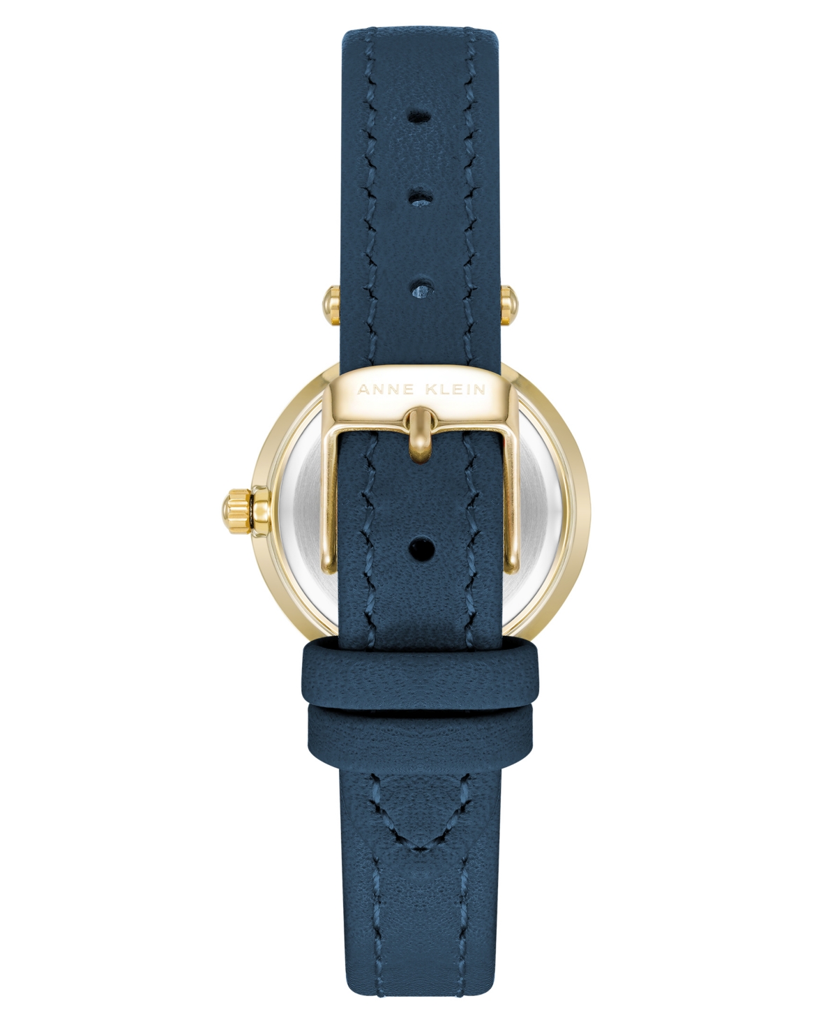 Anne Klein Women's Quartz Blue Leather And Gold-tone Metal Alloy Strap Watch, 26mm In Gold-tone,blue