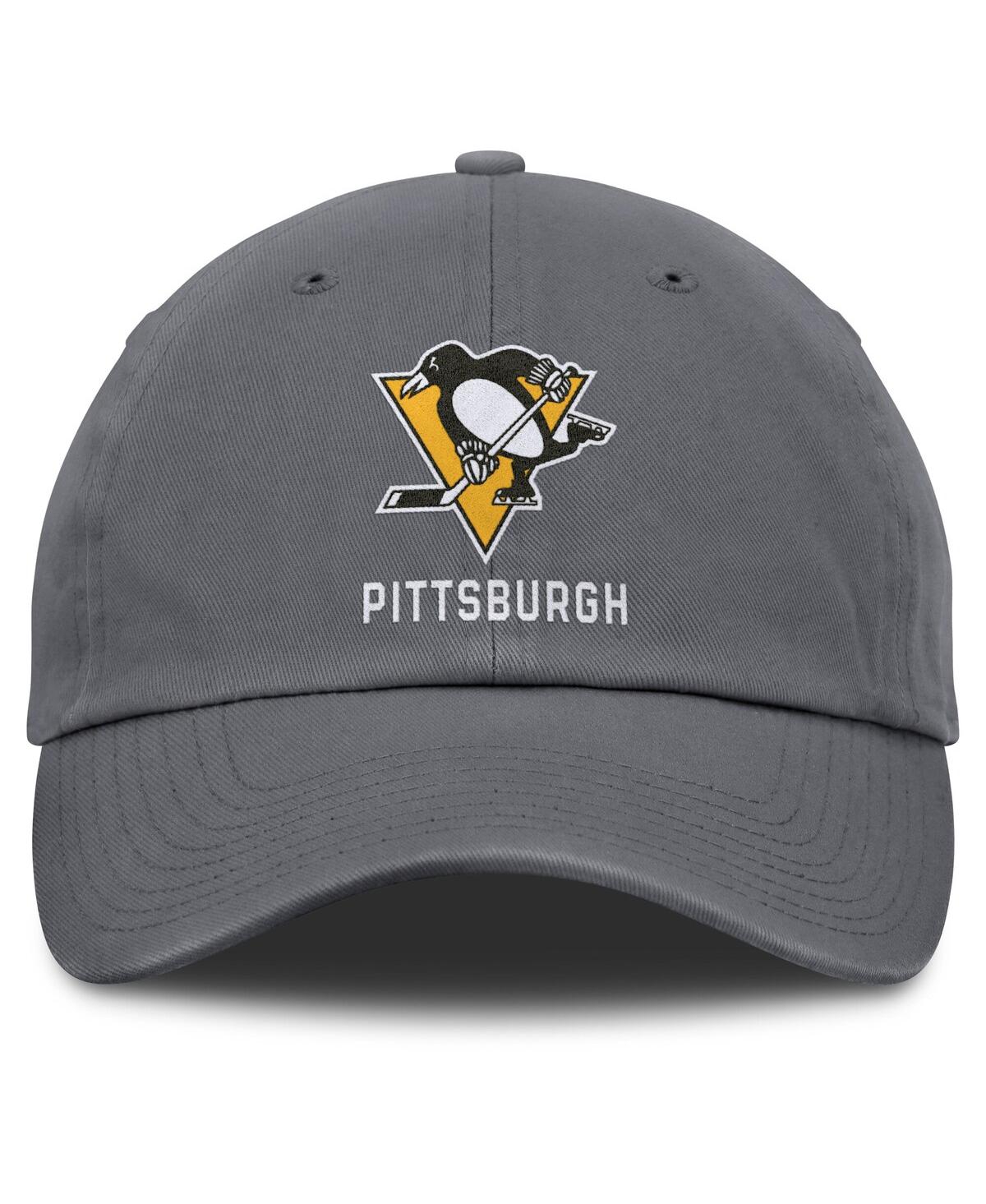 Fanatics Men's Charcoal Pittsburgh Penguins Washed Adjustable Hat In Charcoal