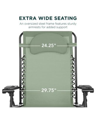 Oversized Zero Gravity Chair, Folding Outdoor Patio Recliner w/ Cup Holder