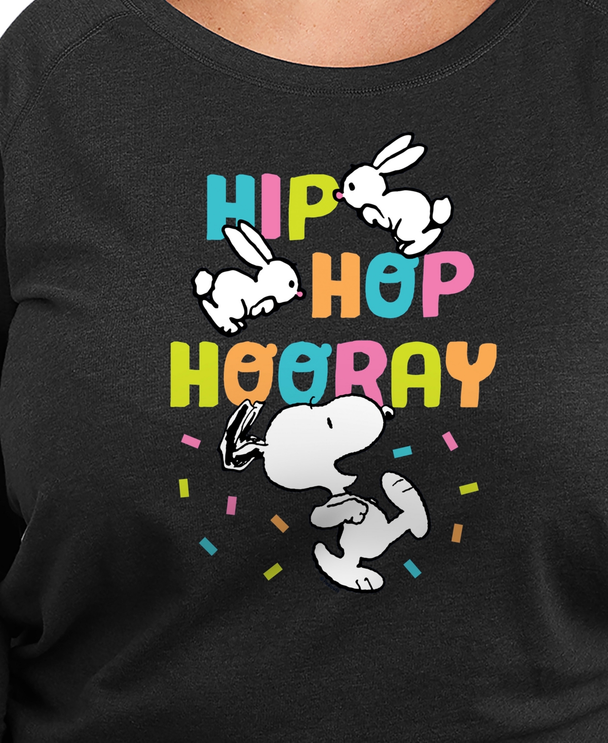 Hybrid Apparel Plus Size Peanuts Hip Hop Hooray Graphic Pullover T-shirt In Black