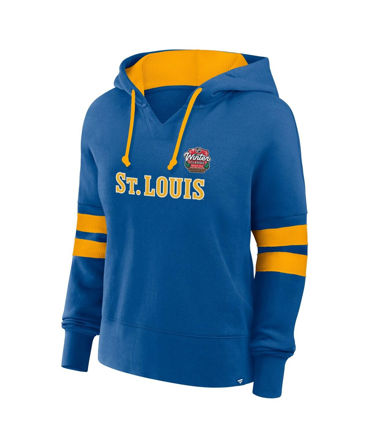 Fanatics Women's Blue St. Louis Blues 2025 Nhl Winter Classic Seize Fleece Pullover Hoodie In Blue,yellow