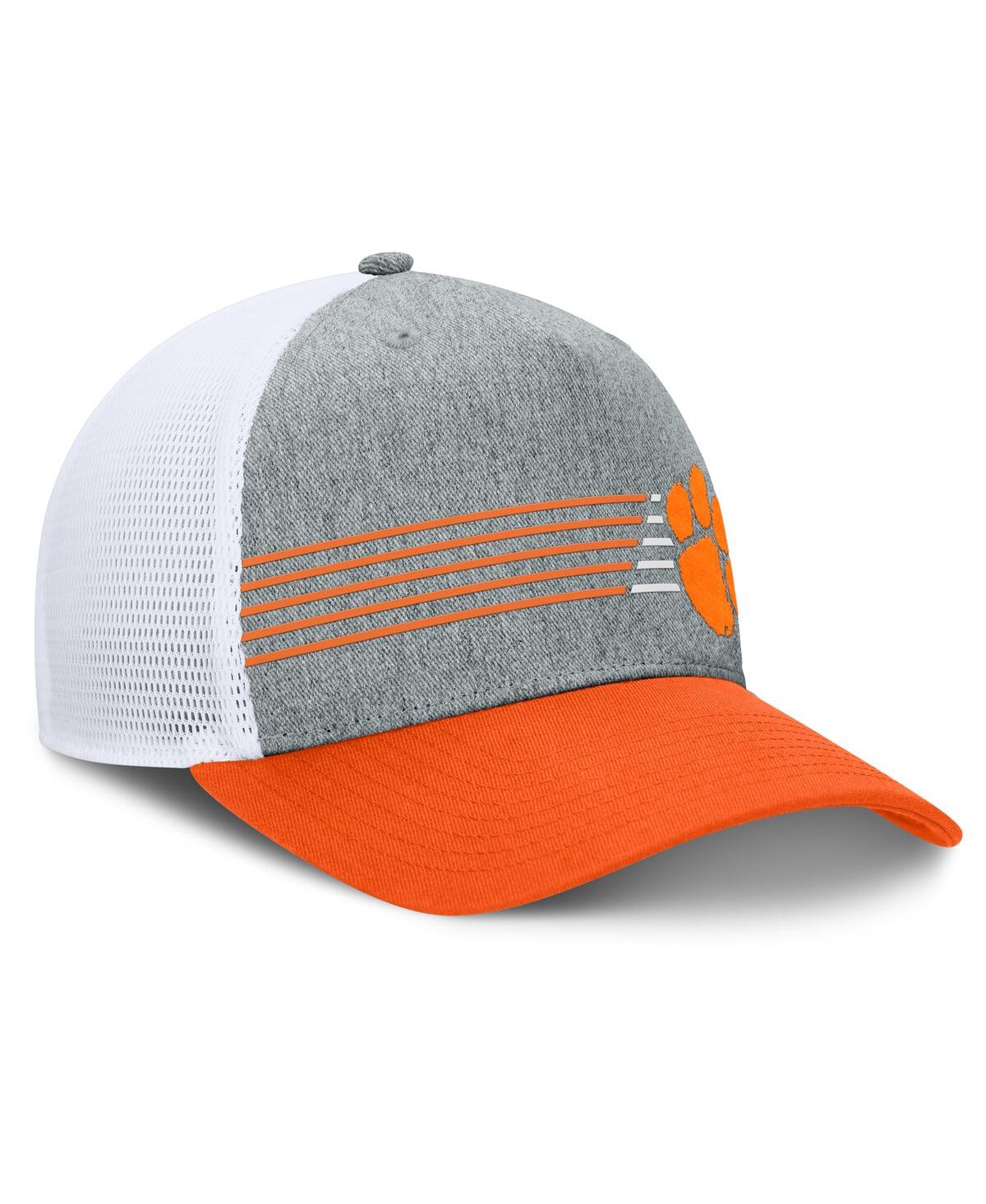 Fanatics Men's Heather Gray/orange Clemson Tigers Profile Trucker Adjustable Hat In Heather Gray,orange
