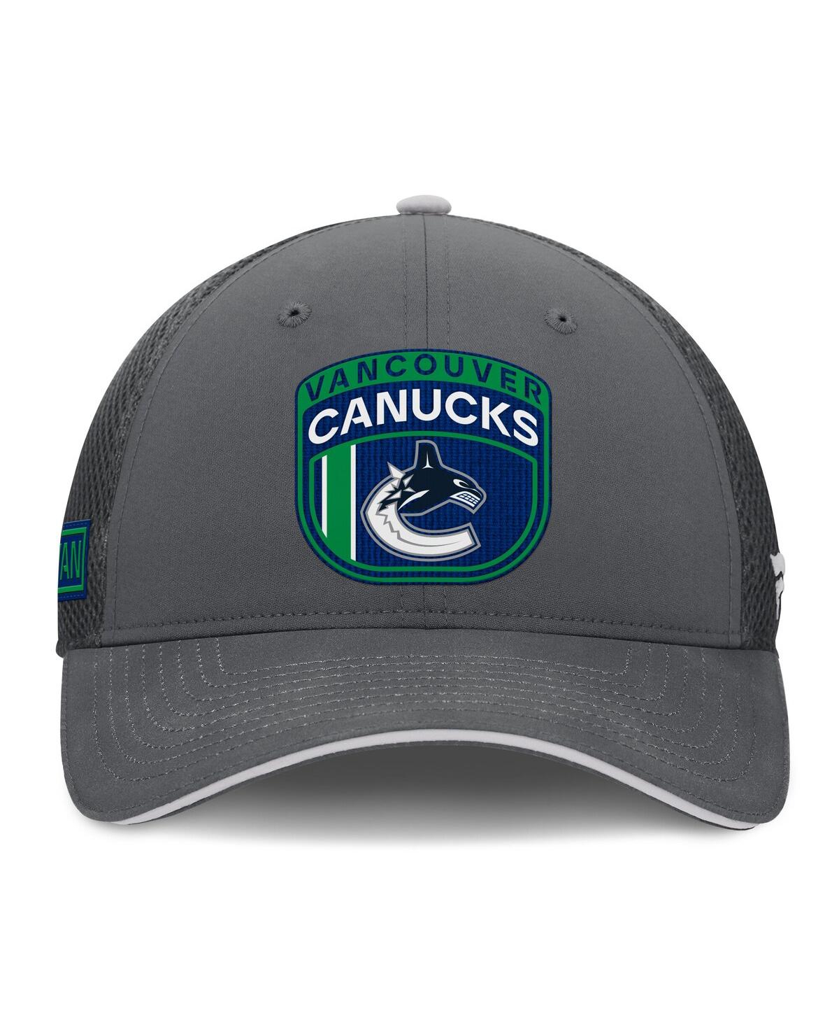 Fanatics Men's Gray Vancouver Canucks Authentic Pro Home Ice Trucker Adjustable Hat In Gray