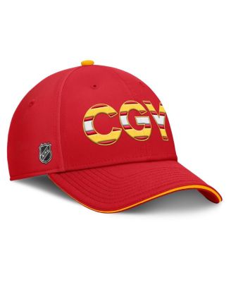 Men's Red/Gold Calgary Flames Authentic Pro Rink Team Code Flex Hat