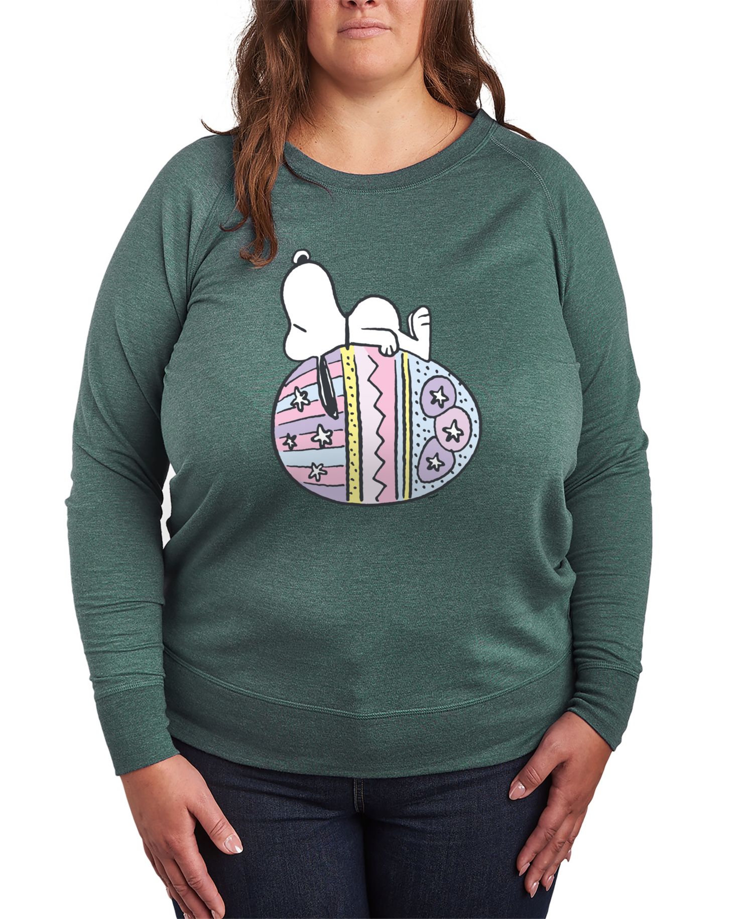 Plus Size Peanuts Snoopy Easter Egg Graphic Pullover T-Shirt