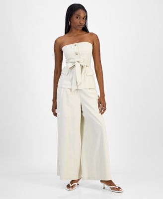 Women's Belted Strapless Button-Front Top, Exclusively at Macy's