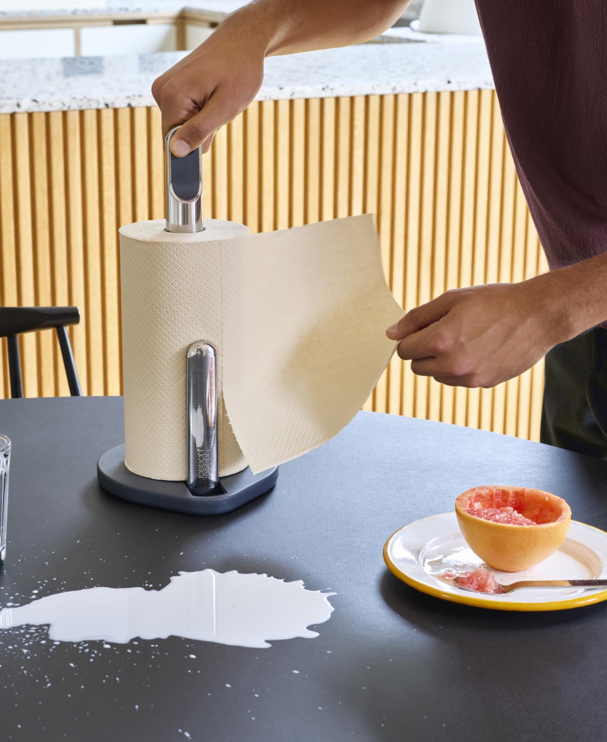 Joseph Joseph Hold Easy-tear 13" Paper Towel Holder In Gray