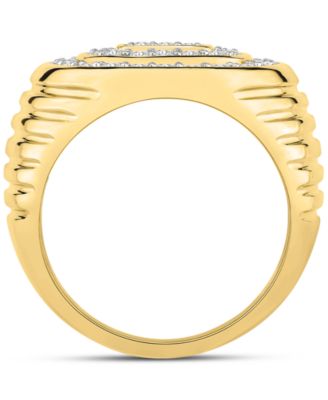 Men's Diamond Circular Cluster Oval Ring (1 ct. t.w.) in 10k Gold