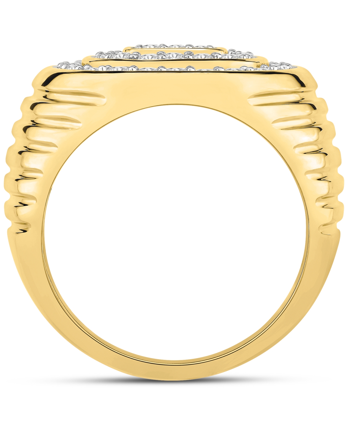 Macy's Men's Diamond Circular Cluster Oval Ring (1 Ct. T.w.) In 10k Gold In Gold