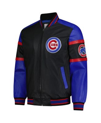 Men's Black Chicago Cubs Full-Zip Leather Varsity Jacket