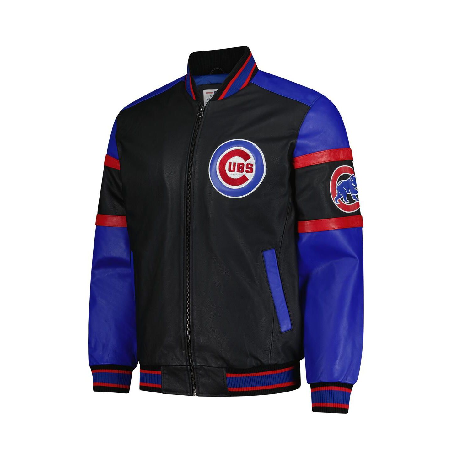 Мужская куртка G-III Sports by Carl Banks Black Chicago Cubs Full-Zip Leather Varsity — фото 3