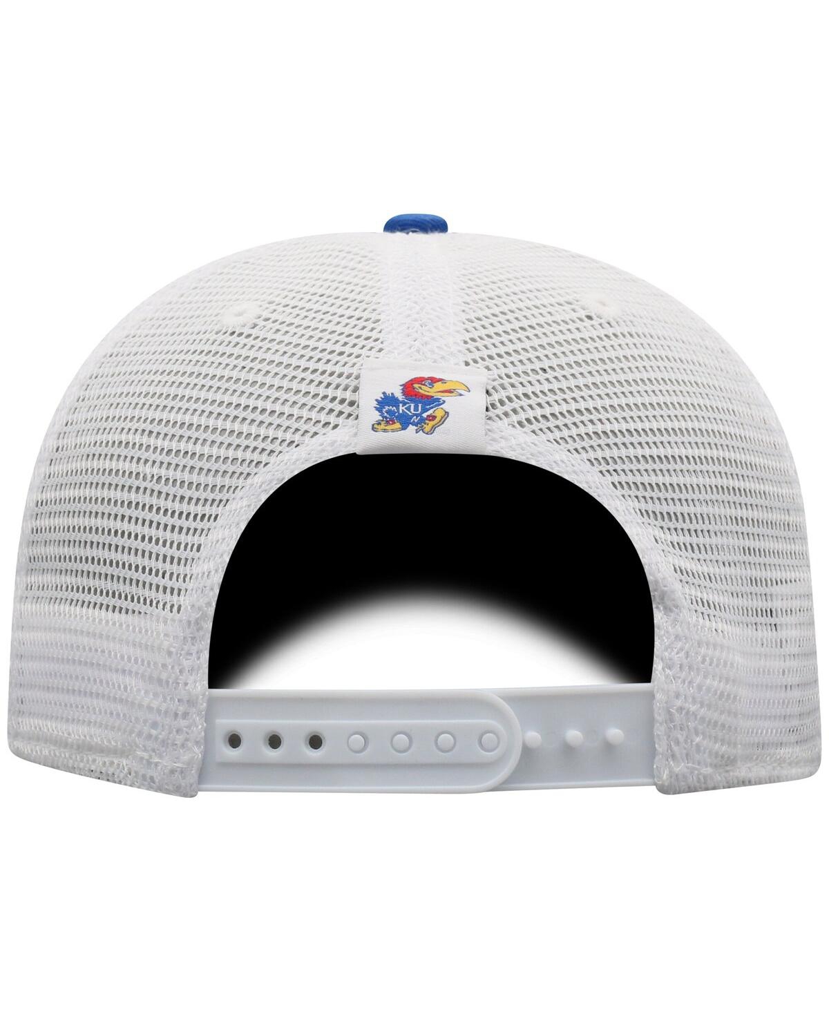 Top Of The World Men's Royal/white Kansas Jayhawks Victory Baseline Trucker Adjustable Hat In Royal,white
