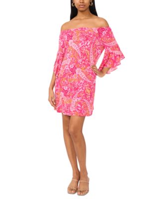 MSK - Petite Paisley-Print Off-The-Shoulder Dress