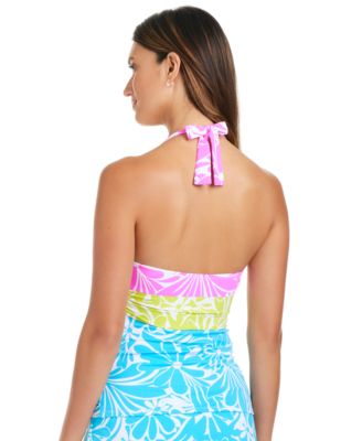 Women's Sock It To Me Printed Halter Tankini Top