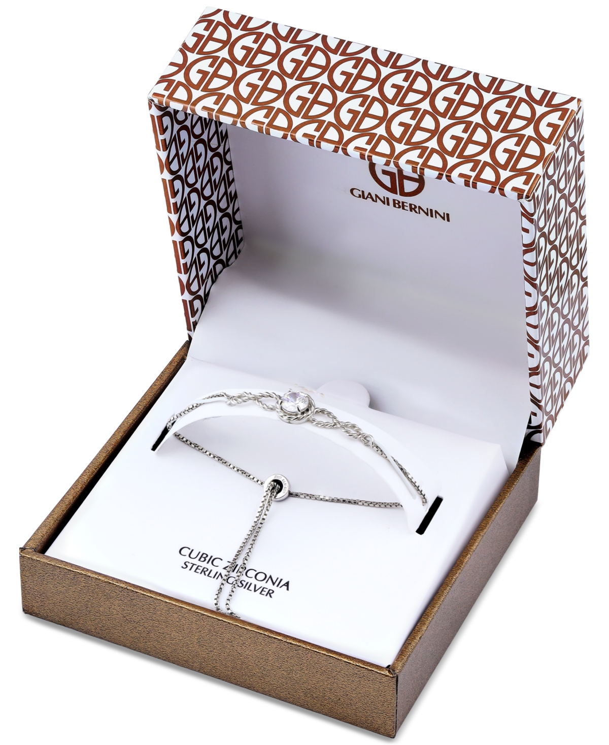 GIANI BERNINI ROUND CUBIC ZIRCONIA INFINITY LINK BOLO BRACELET (1-1/4 CT. T.W.) IN 18K GOLD OVER STERLING SILVER,  