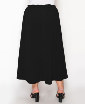 Plus Size Textured Rib Elastic Waist Maxi Skirt
