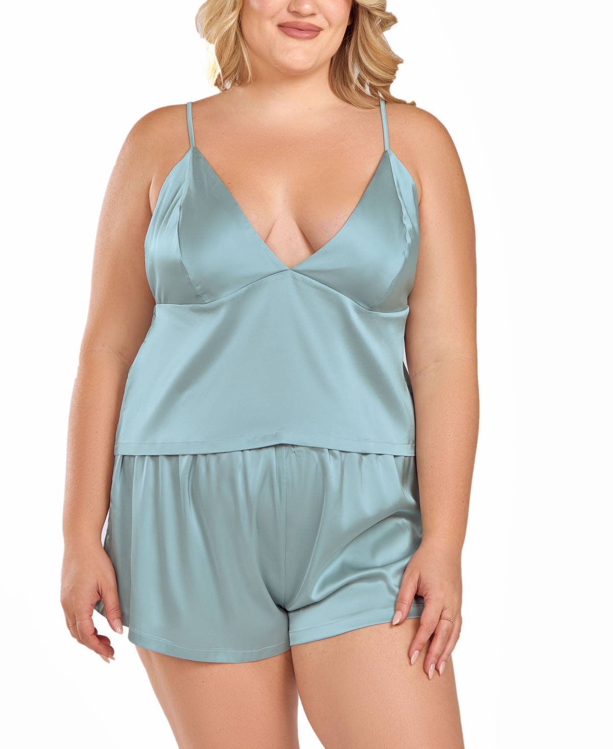 Women's Satin Crop Cami and Short Set - Sage