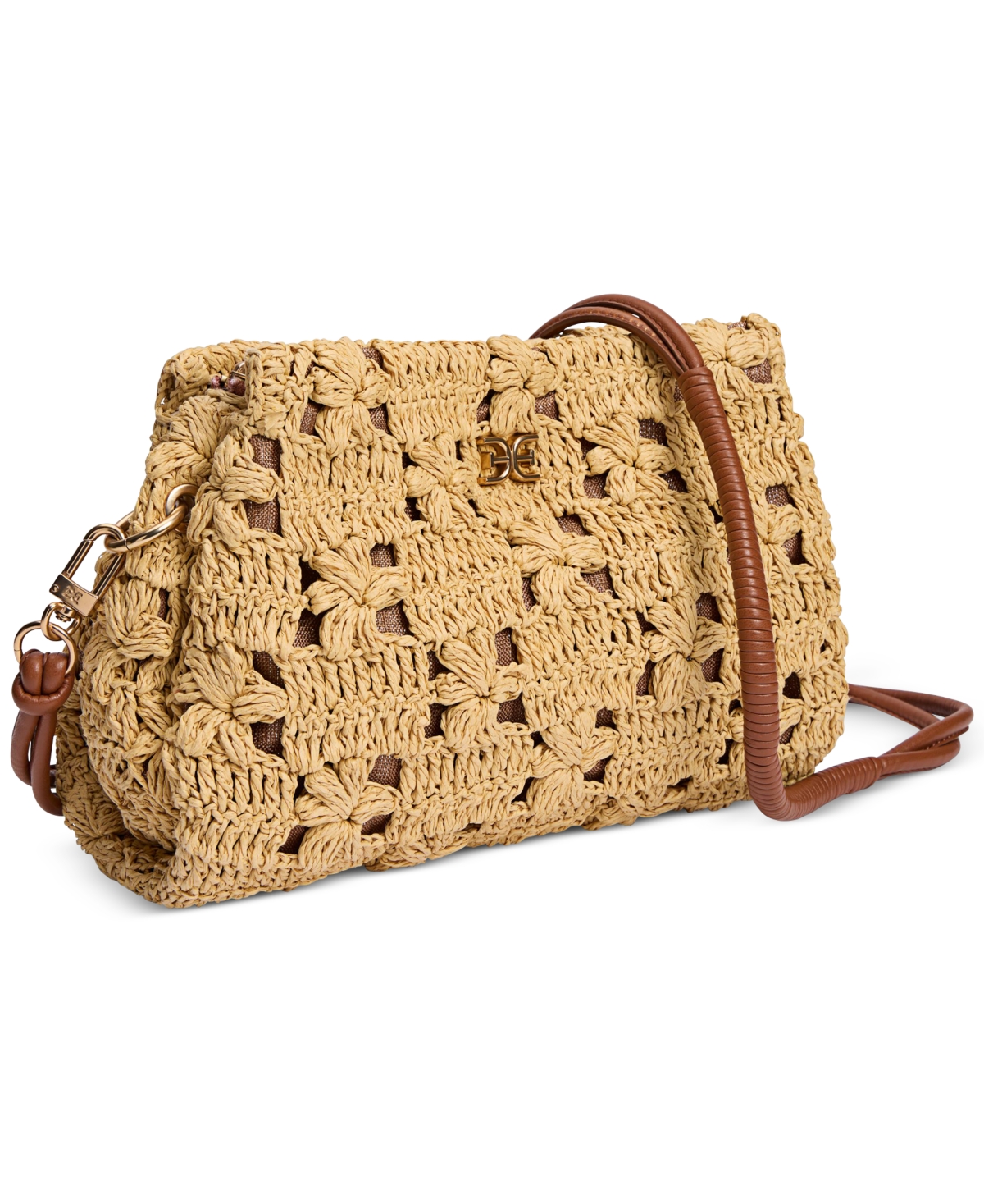 SAM EDELMAN LAYLA FLORAL RAFFIA SHOULDER BAG 