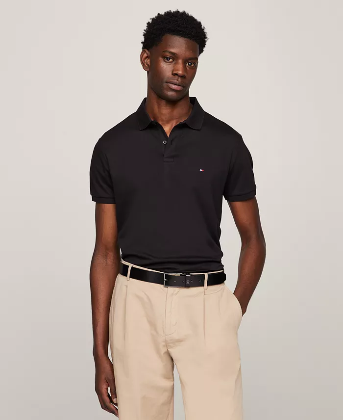Men's Regular-Fit Smooth Touch Liquid Cotton Collar Stripe Polo Shirt