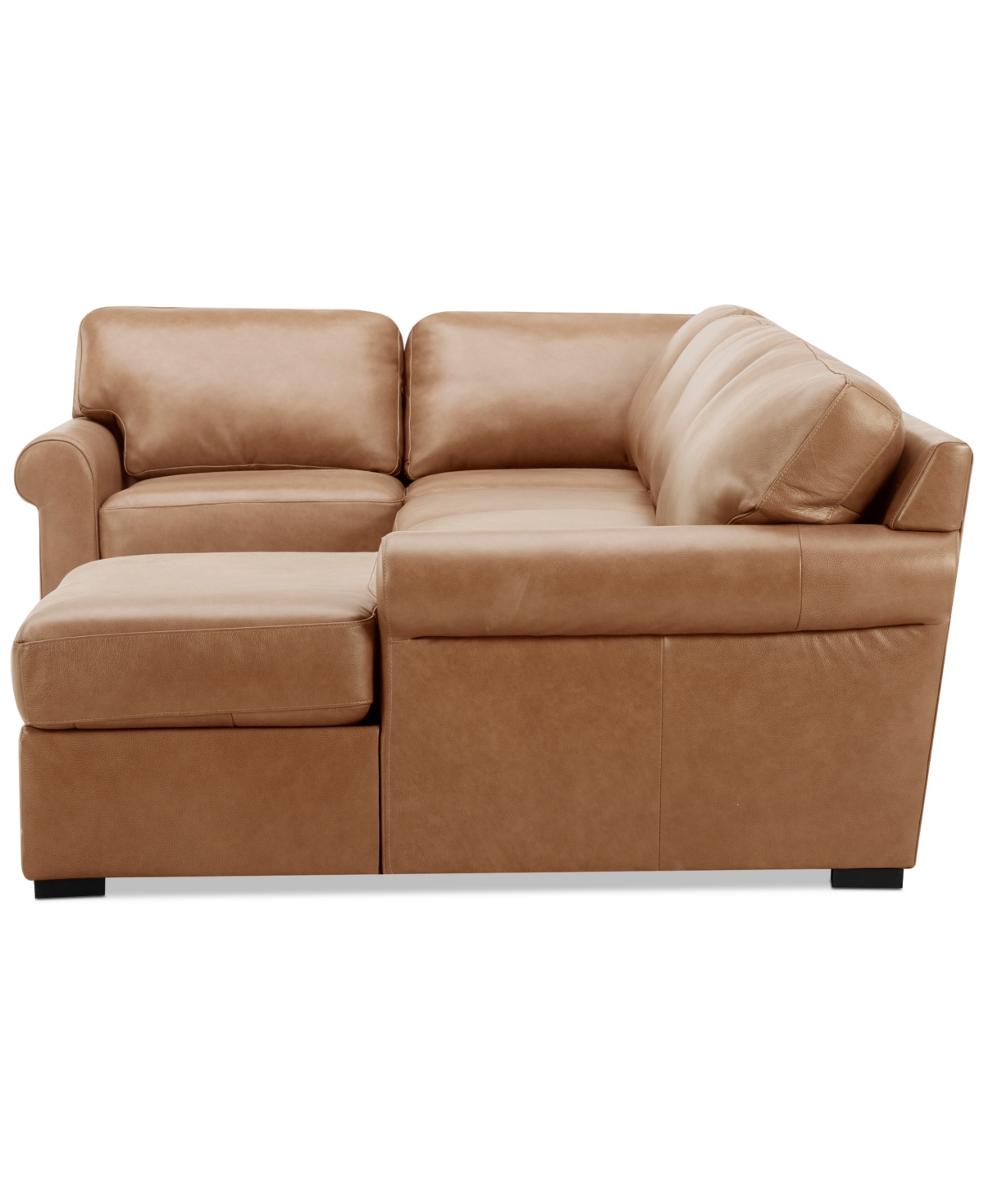 Macy's Radley Roll Arm 139" 4-pc. Leather Square Corner Chaise Sectional, Exclusively At