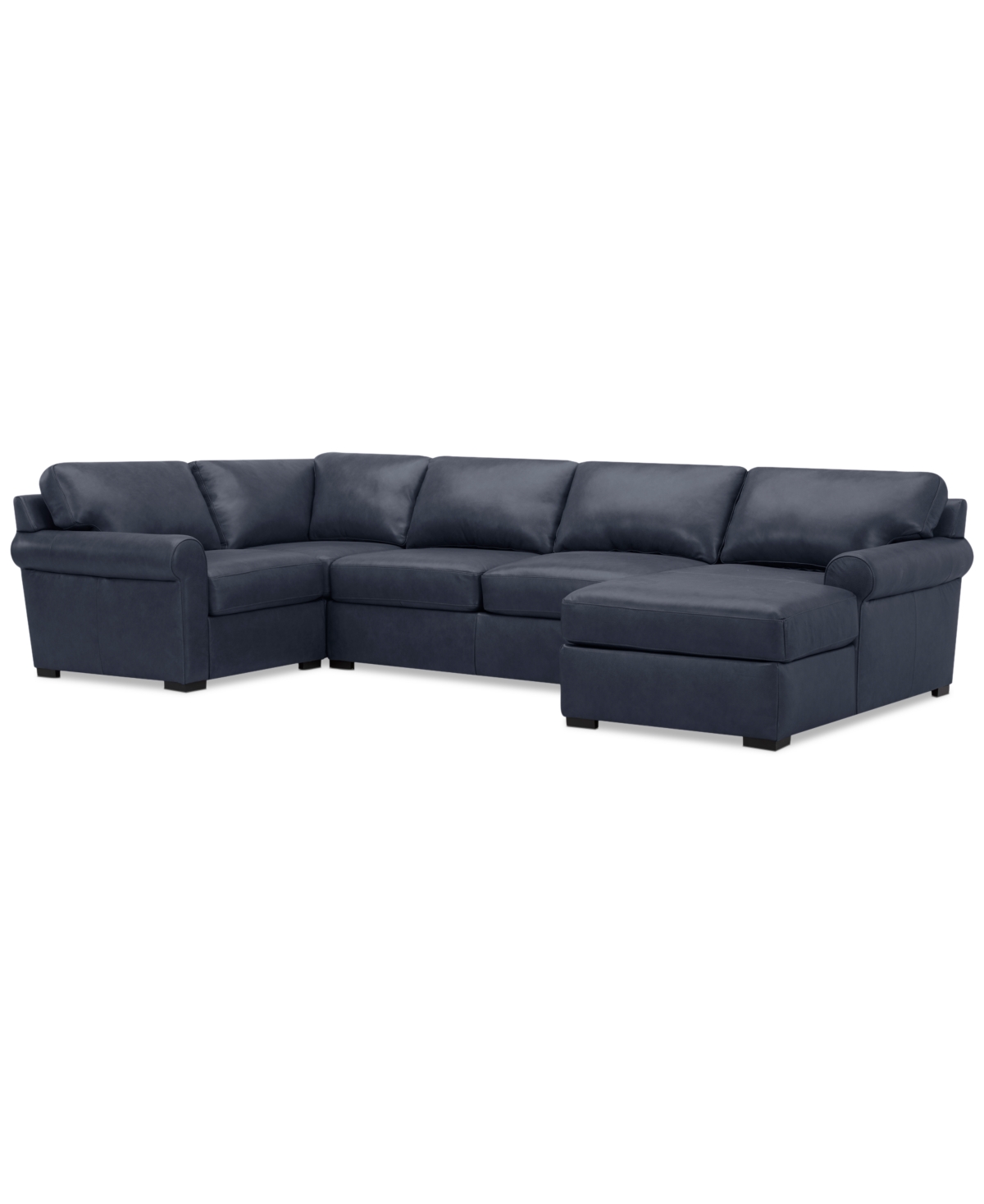 Macy's Radley Roll Arm 139" 4-pc. Leather Square Corner Chaise Sectional, Exclusively At