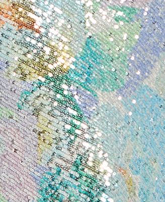 Juniors' Sequined Cowlneck Gown