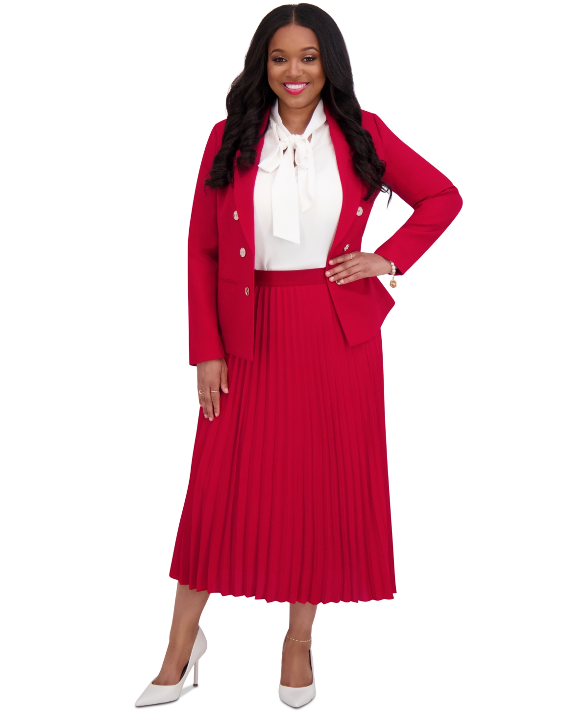 Kasper Women's Faux Double-breasted Blazer, Regular & Plus Sizes In Crimson