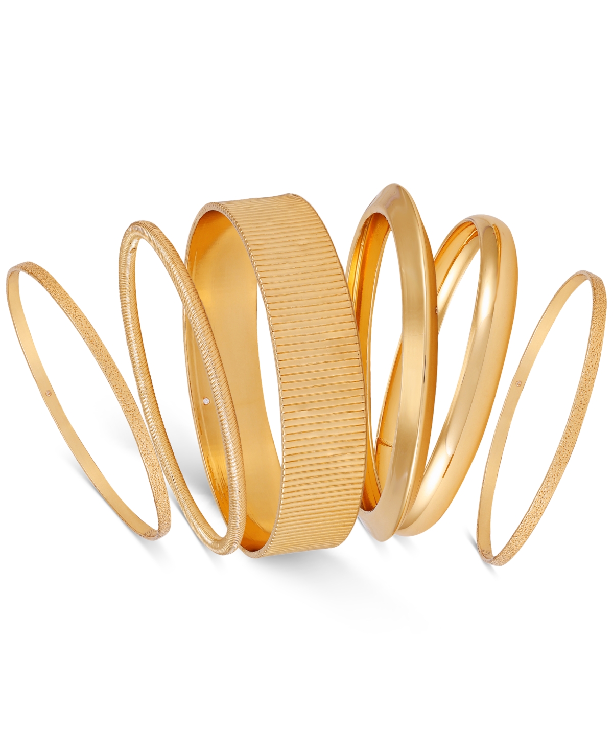 Guess 6-pc. Set Multi Size Polished Bangle Bracelets In Gold