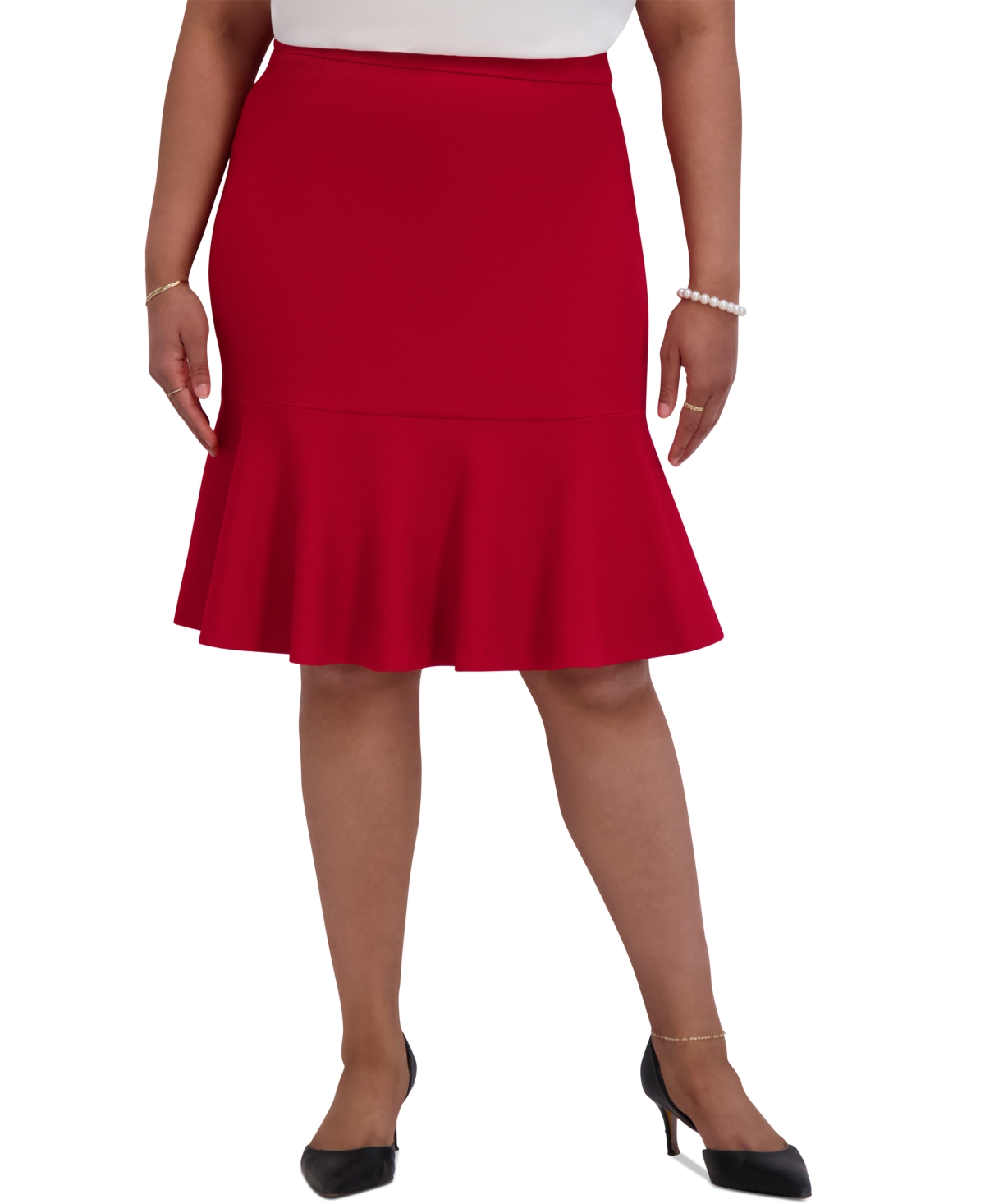Kasper Women's Flared-hem Skirt, Regular & Plus Sizes In Crimson