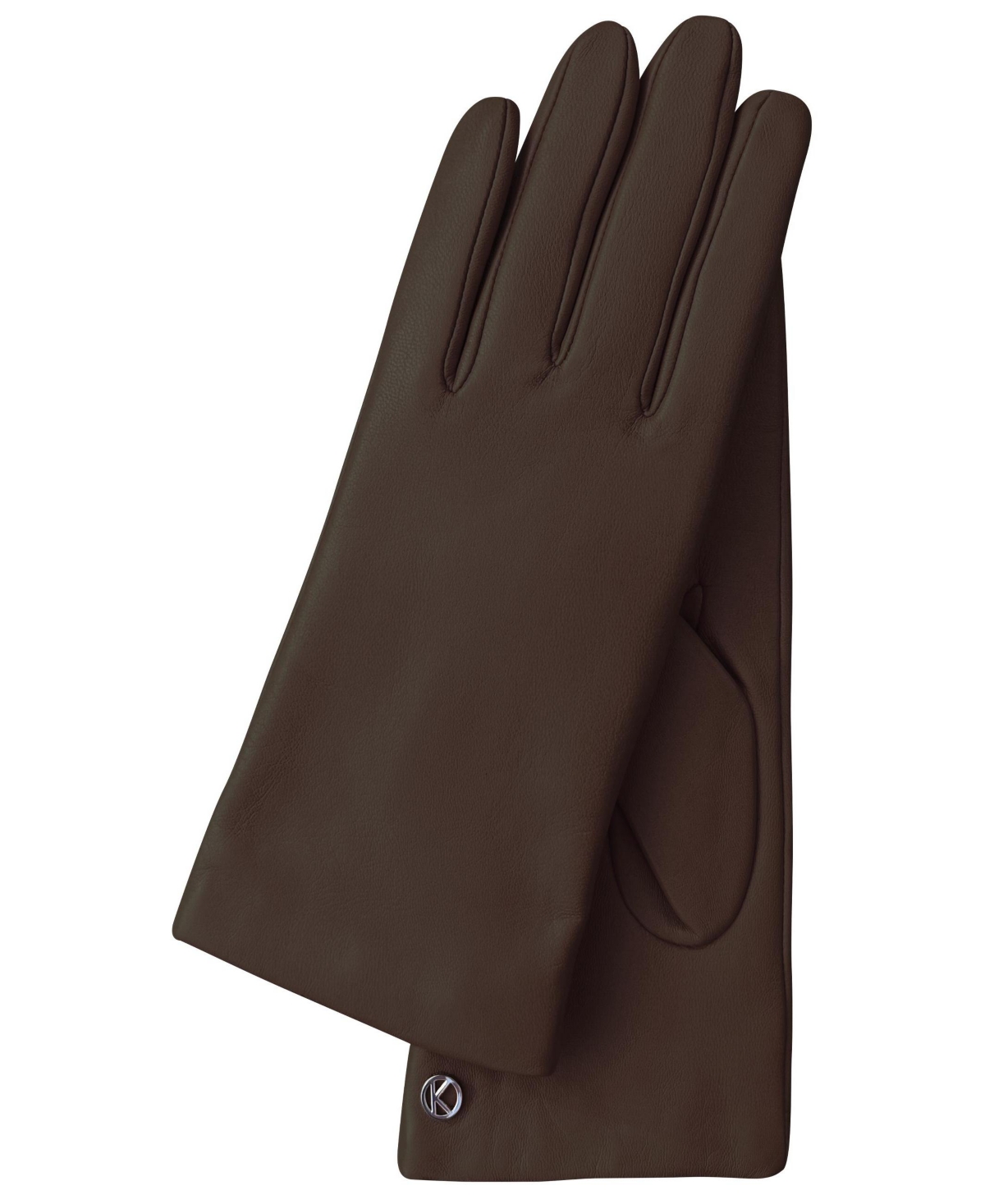 Women`s Premium Lamb Leather Touchscreen Gloves "Lola" Cashmere Lining - Dark brown