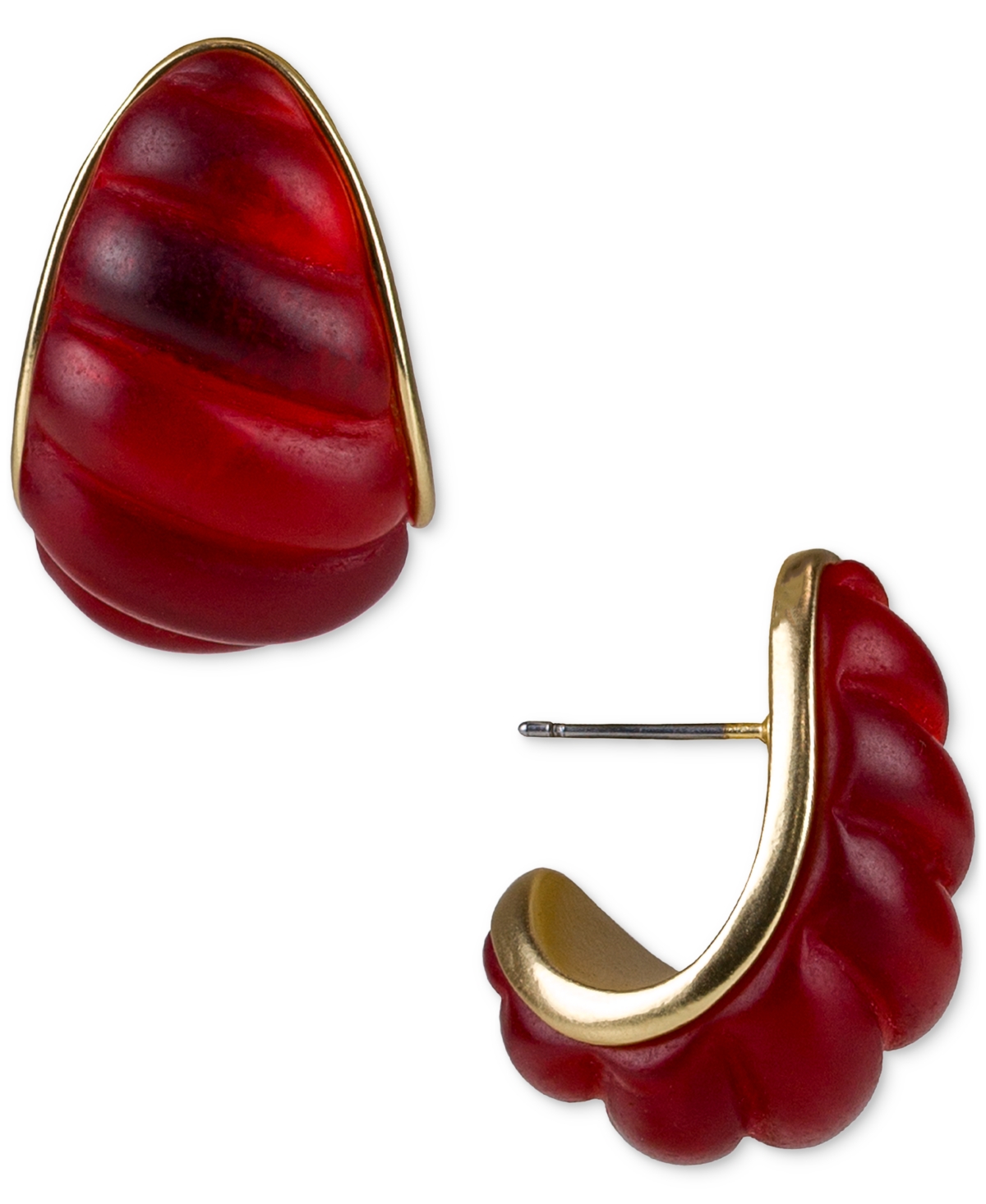 Gold-Tone Scallop J Hoop Earrings - Matte Gold
