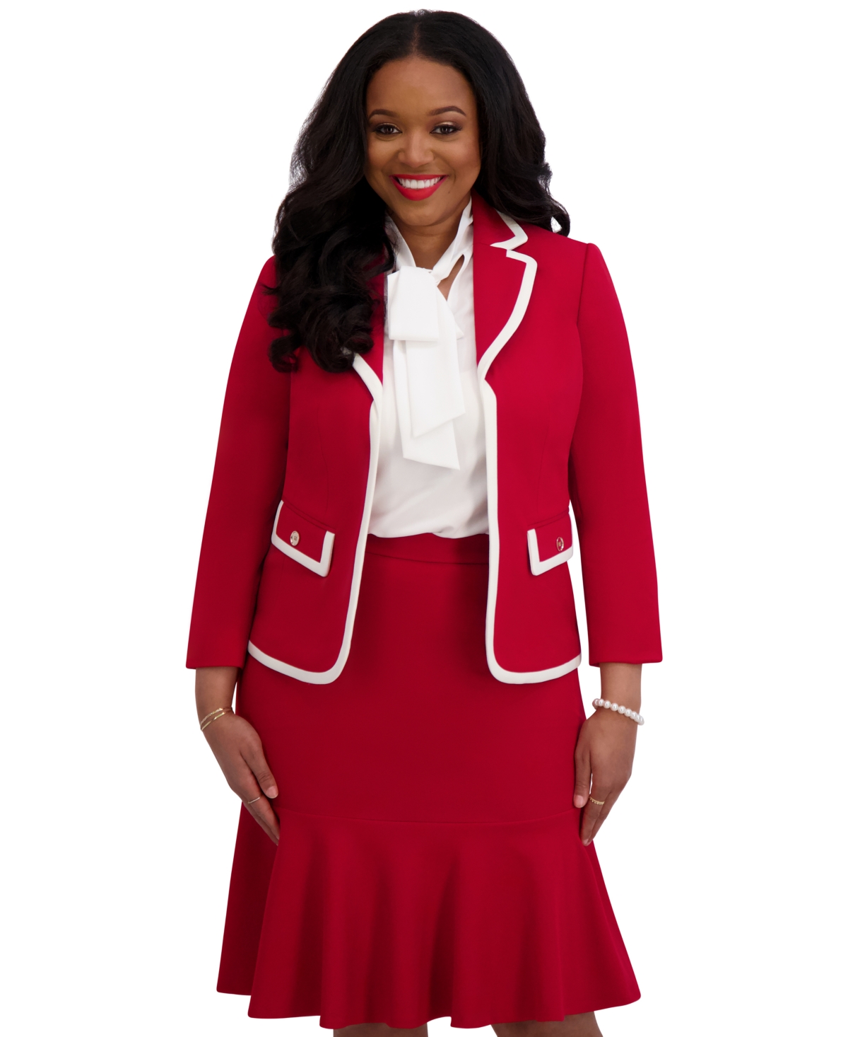 Kasper Women's Flared-hem Skirt, Regular & Plus Sizes In Crimson
