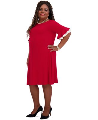 Women's Ruffle-Sleeve Shift Dress, Regular & Plus Size